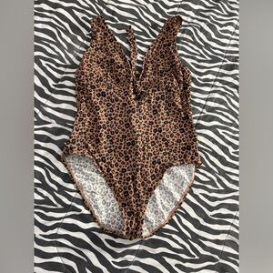 Shade & Shore Leopard Print One-Piece Swimsuit Size Large